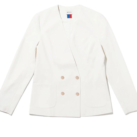 New KULE The Nelson Cream 100% Wool Lined Blazer Size L Retails $428 - Picture 2 of 12